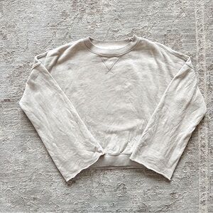 Spiritual Gangster Halle Wide Sleeve Crewneck Pullover Cream Tan Sweatshirt XS